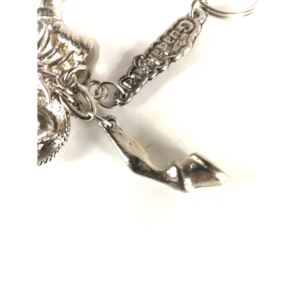 Guadalajara Mexico Keychain Silver Tone Boot Hat Cactus Horse Hoof - Picture 3 of 6